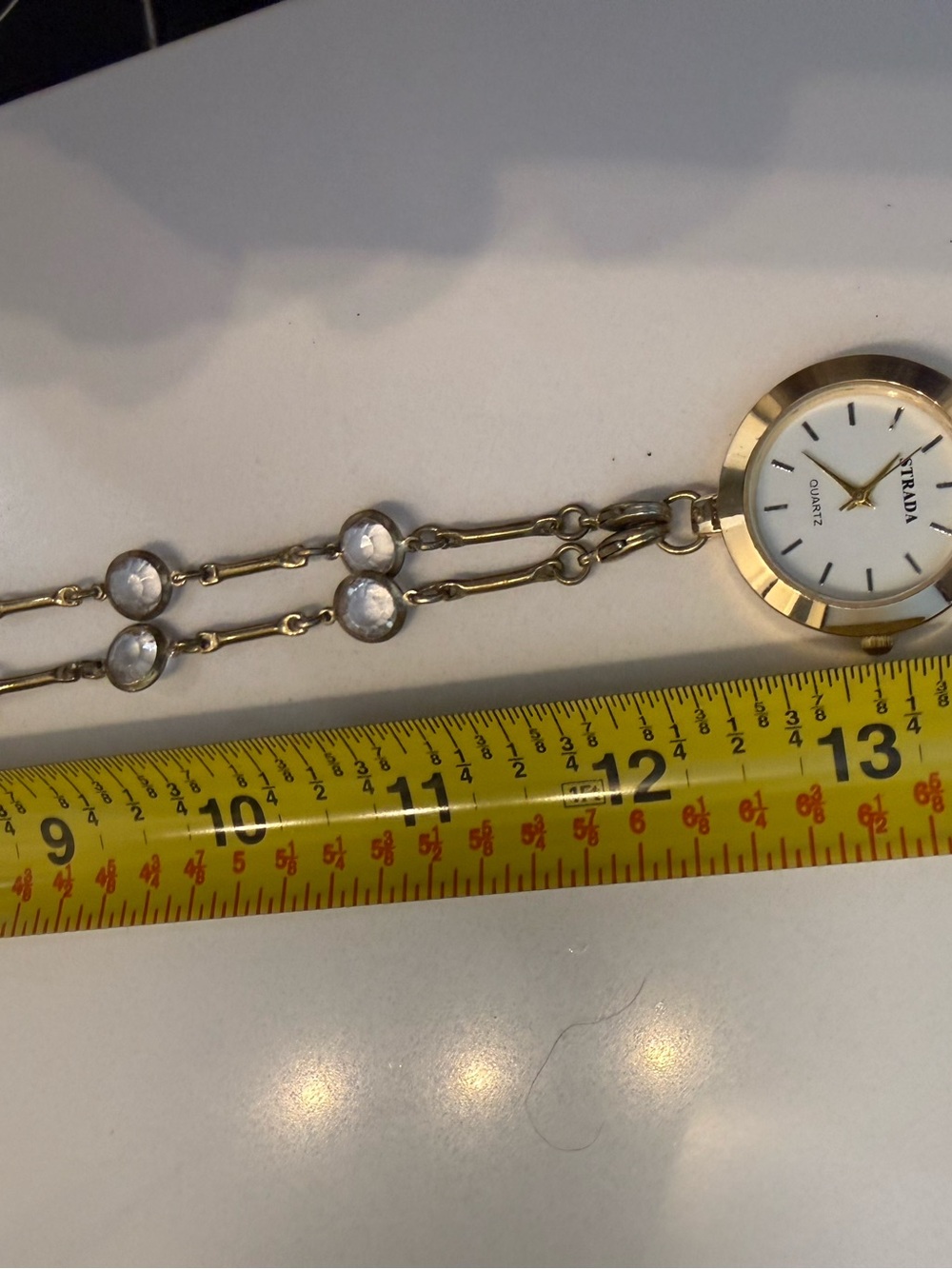 Strada Gold Tone Watch with Clear Crystal Link Bracelet